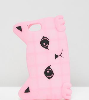 Розовый силиконовый чехол для iPhone 6/6S/7 с дизайном в виде кота Monki. Цвет: розовый