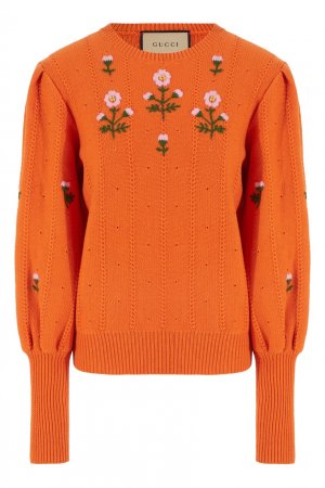 Оранжевый джемпер с цветочной вышивкой Gucci. Цвет: оранжевый