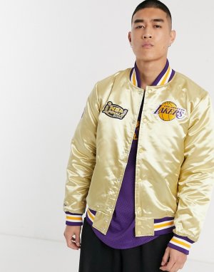 Золотистая атласная куртка NBA LA Lakers Championship Game-Золотой Mitchell & Ness