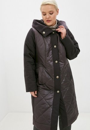 Куртка утепленная Wiko Гата антрацитовый пальто женское. Цвет: коричневый