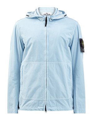 Удлиненная куртка из хлопкового репса Cordura® STONE ISLAND. Цвет: голубой