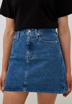 Юбка джинсовая Calvin Klein Jeans. Цвет: синий
