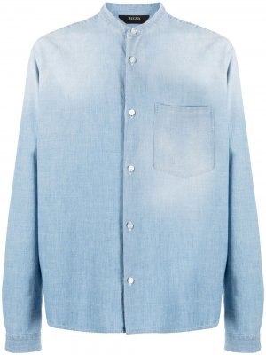 Джинсовая рубашка с воротником-стойкой Z Zegna. Цвет: синий