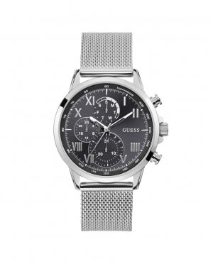 Мужские часы Porter W1310G1 со стальным и серебряным ремешком , серебро Guess