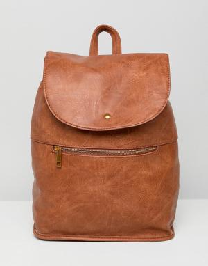 Мягкий рюкзак с молнией -Коричневый ASOS DESIGN