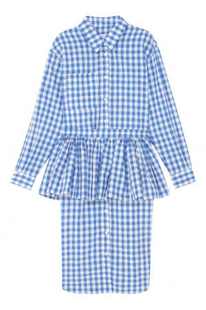 Хлопковое платье-рубашка Mixer. Цвет: голубой