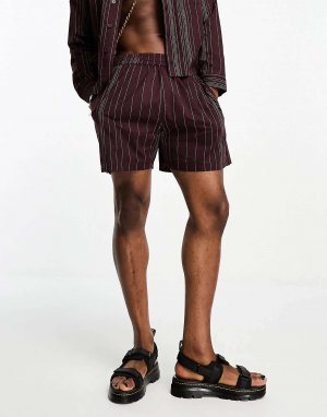 Бордовые летние шорты в сочетании с вышивкой ​​полоску Reclaimed Vintage