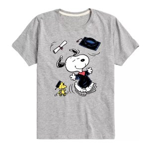 Футболка Peanuts Snoopy Woodstock для мальчиков 8–20 лет с графическим рисунком танцев выпускников , серый Licensed Character