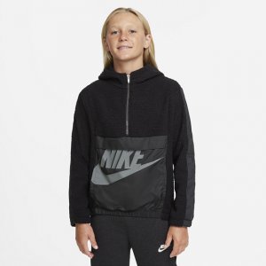 Зимняя худи с молнией на половину длины для мальчиков школьного возраста Sportswear - Черный Nike