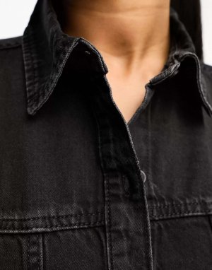 Корсетная джинсовая рубашка черного цвета Monki
