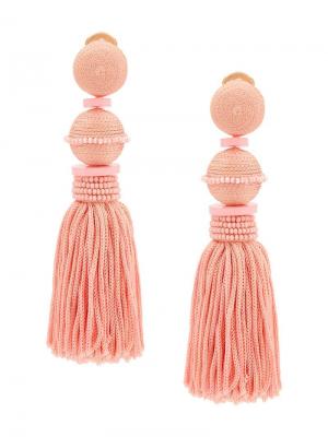 Серьги с плетенными кисточками Oscar de la Renta. Цвет: розовый