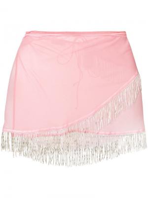 Пляжная мини юбка Oseree. Цвет: розовый