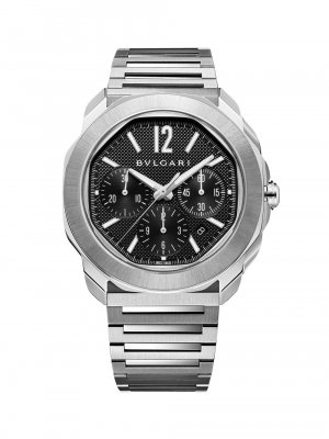 Часы-браслет Octo Roma с хронографом из нержавеющей стали , черный BVLGARI