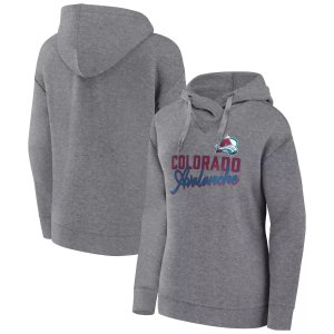 Женский пуловер с капюшоном фирменным логотипом цвета Хизер Серый Колорадо и надписью Avalanche Fanatics