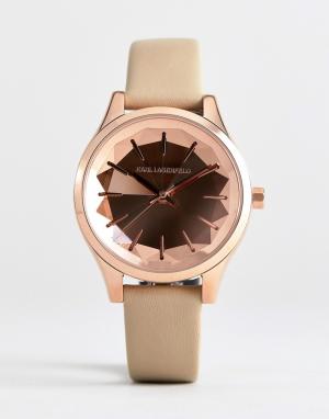Женские часы с кожаным ремешком и розовым циферблатом KL1619 Janelle Karl Lagerfeld. Цвет: серый