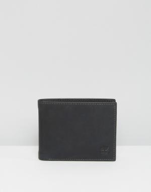 Черный кожаный бумажник с карманом для монет Timberland. Цвет: черный