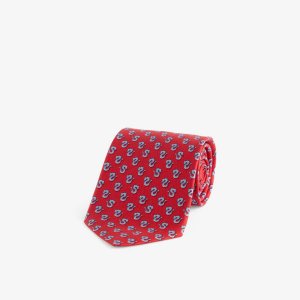 Широкий шелковый галстук с графичным узором , цвет rosso Ferragamo