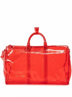 Дорожная сумка Keepall 50 Bandouliere pre-owned ограниченной серии Louis Vuitton. Цвет: красный