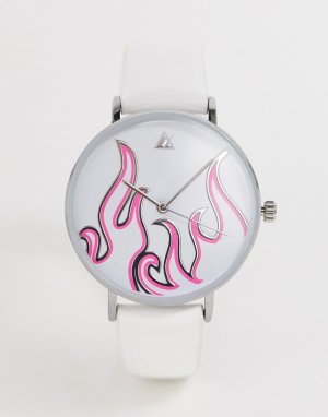 Белые часы с отделкой в виде пламени -Белый ASOS DESIGN
