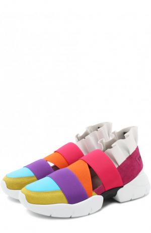 Комбинированные кроссовки с оборками Emilio Pucci. Цвет: разноцветный