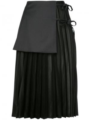 Многослойная плиссированная юбка Noir. Цвет: черный