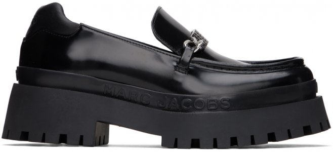 Черные лоферы ' Leather Barcode Monogram' Marc Jacobs
