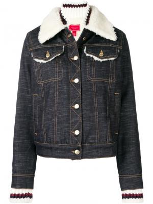 Джинсовая куртка с меховой отделкой Hilfiger Collection. Цвет: синий