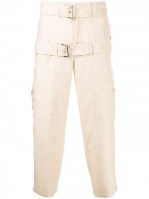 Укороченные брюки с двумя ремнями LANVIN. Цвет: бежевый