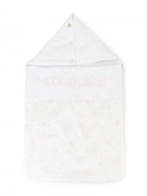 Одеяло с вышитым логотипом Roberto Cavalli Junior. Цвет: белый