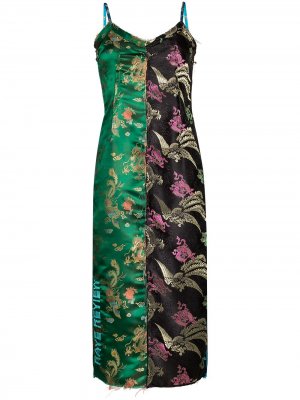 Жаккардовое платье-комбинация Mira Asian длины миди Rave Review. Цвет: зеленый