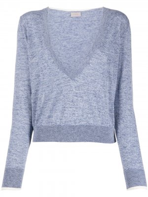 Укороченный пуловер с глубоким вырезом MRZ. Цвет: синий