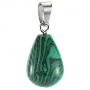 Кулон камень Капля 1,8см малахит (имитация) Agat77. Цвет: зеленый