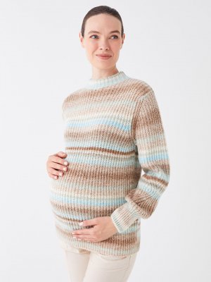 Полуводолазка в полоску с длинными рукавами и трикотажным свитером для беременных , светло-коричневый LCWAIKIKI Maternity