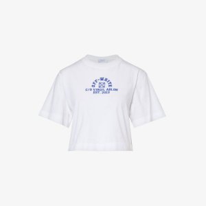 Укороченная футболка из хлопкового джерси с потрескавшимся логотипом , мультиколор Off-White