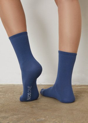 Носки высокие  [Синий, One size] NICEONE. Цвет: синий