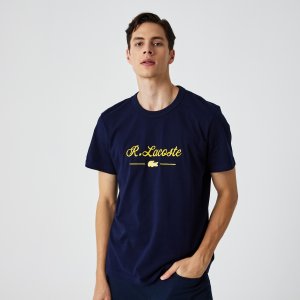 Футболки Мужская футболка с круглым вырезом Lacoste. Цвет: синий