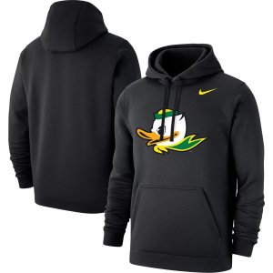 Мужской черный флисовый пуловер с капюшоном логотипом Oregon Ducks Duck Club Nike