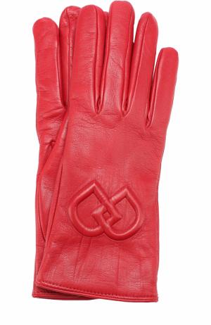 Кожаные перчатки с логотипом бренда Dsquared2. Цвет: красный