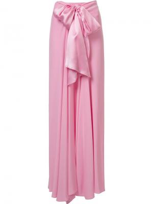 Длинная юбка Charmeuse Long Bow Front Tome. Цвет: розовый