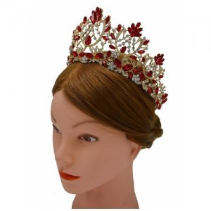 Диадема-корона с красными кристаллами Мечта принцессы. Цвет: красный/золотистый