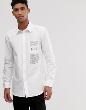 Белая рубашка с длинными рукавами и принтом S-Ven-Белый Diesel