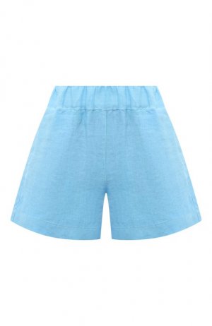 Льняные шорты 120% Lino. Цвет: голубой