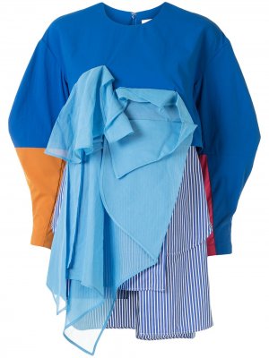 Блузка в стиле колор-блок с драпировкой Enföld. Цвет: синий