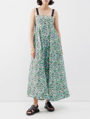 Платье миди meadow из смесового льна с цветочным принтом , зеленый Lee Mathews