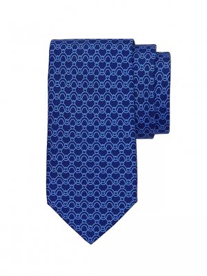 Шелковый галстук с принтом «Волны» , синий Ferragamo