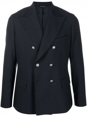 Двубортный пиджак узкого кроя Reveres 1949. Цвет: синий