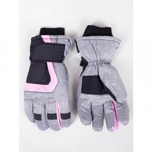 Перчатки , размер 20, серый, розовый Yo!. Цвет: черный/розовый/серый