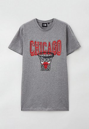 Футболка New Era Adult T-shirt NBA RETRO NET. Цвет: серый