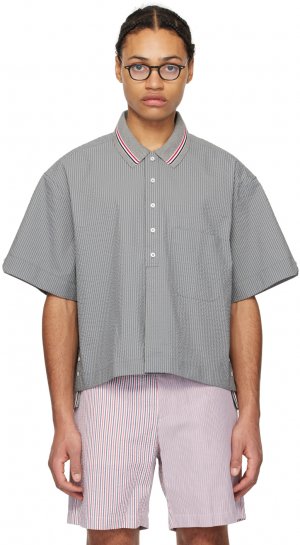 Серая рубашка с планкой на пуговицах Thom Browne