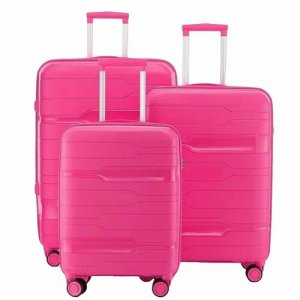Комплект чемоданов Classic, 3 шт., 120 л, размер S/M/L, розовый, красный Ambassador. Цвет: красный/розовый
